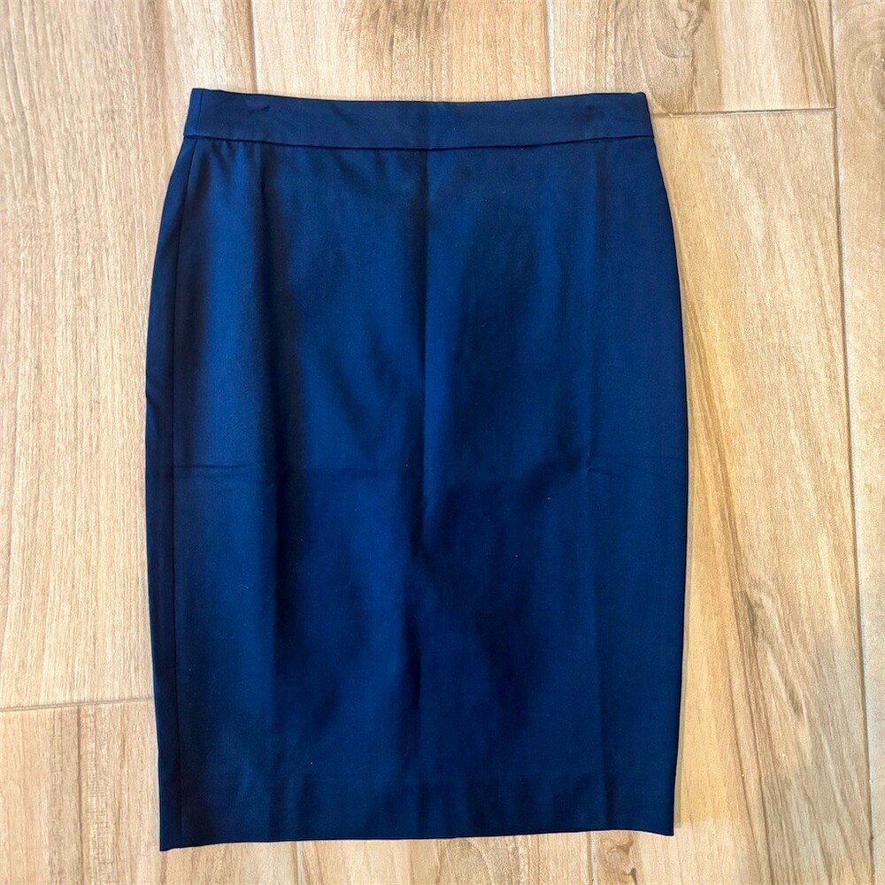 J.Crew No. 2 Pencil Skirt Womens Size 0 Navy Blue Back Zip Knee Length